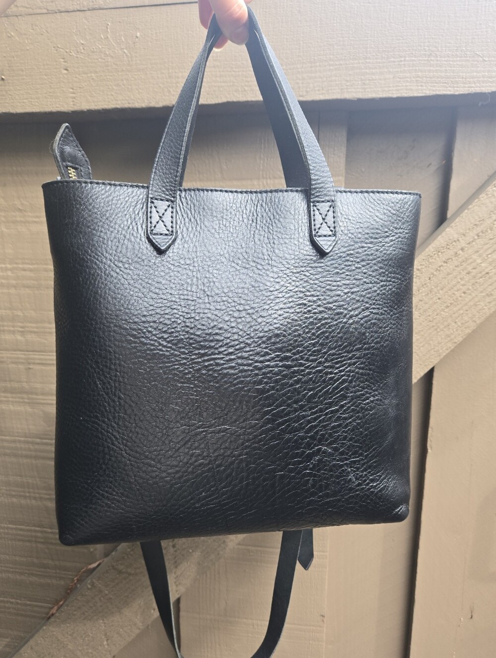Madewell Zip Top Transport Crossbody Black Leather Tote Small - Picture 9 of 13